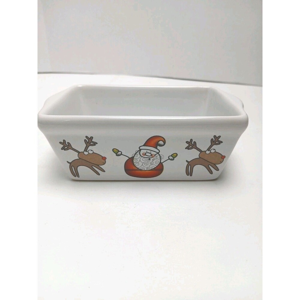 Michael’s Stoneware Christmas White Ceramic Happy Holidays Mini Loaf Pan